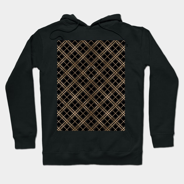 Pretty Simple Check Pattern Stripes Black Shades of Gold Hoodie by GDCdesigns